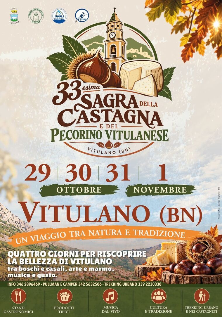 Locandina ufficiale della 33ª Sagra della Castagna e del Pecorino Vitulanese