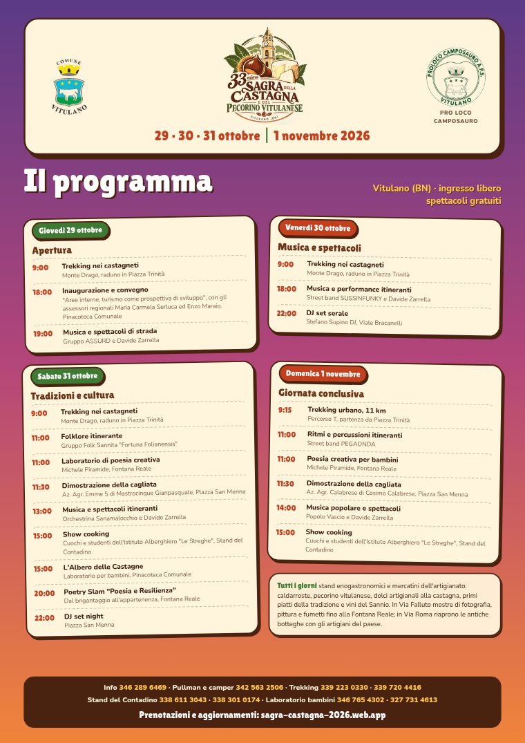 Programma completo della sagra, giorno per giorno